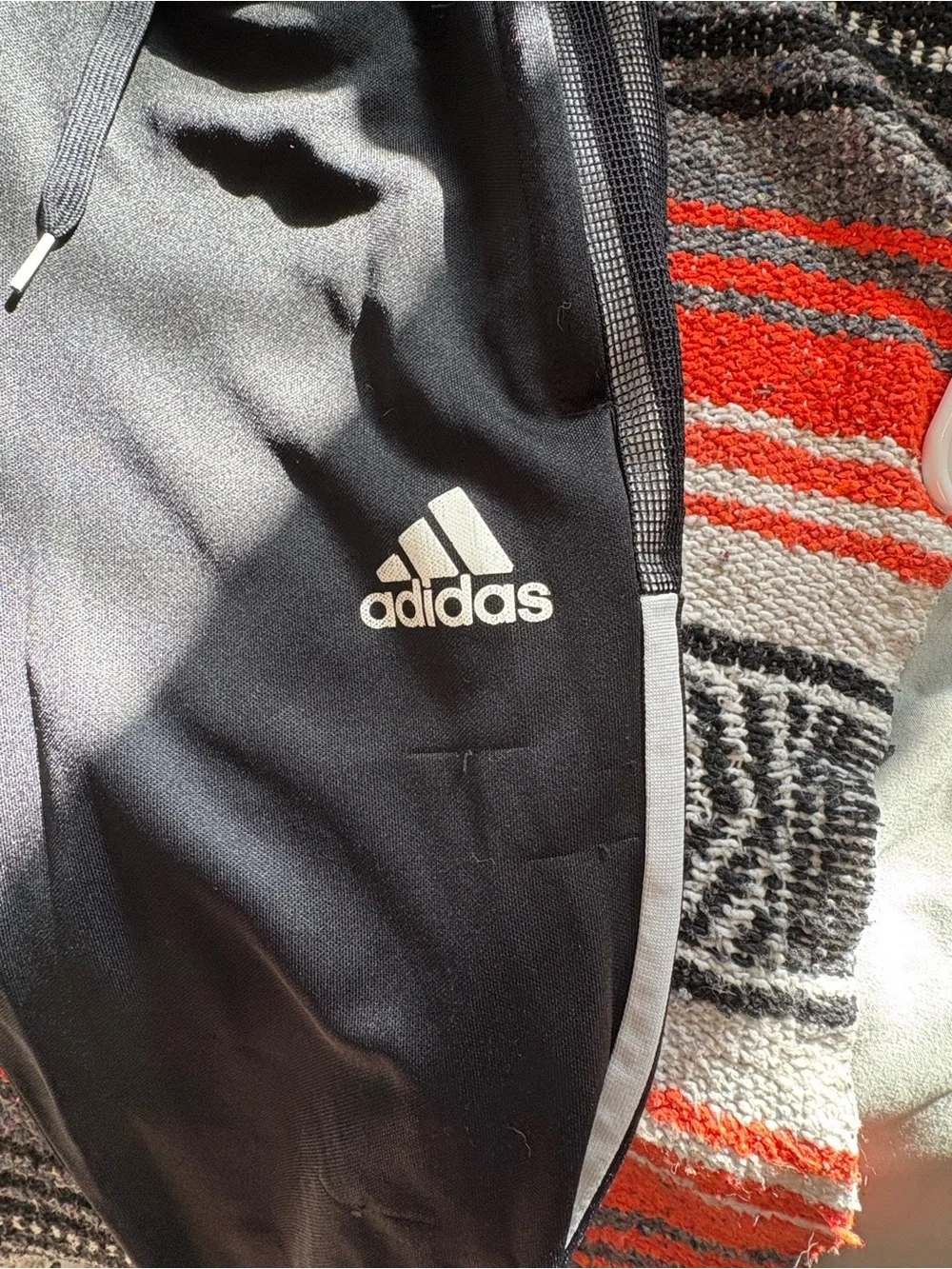 adidas Black Athletic Jacket with White Logo and White Trim